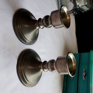Pewter candle stick candleholders (2)